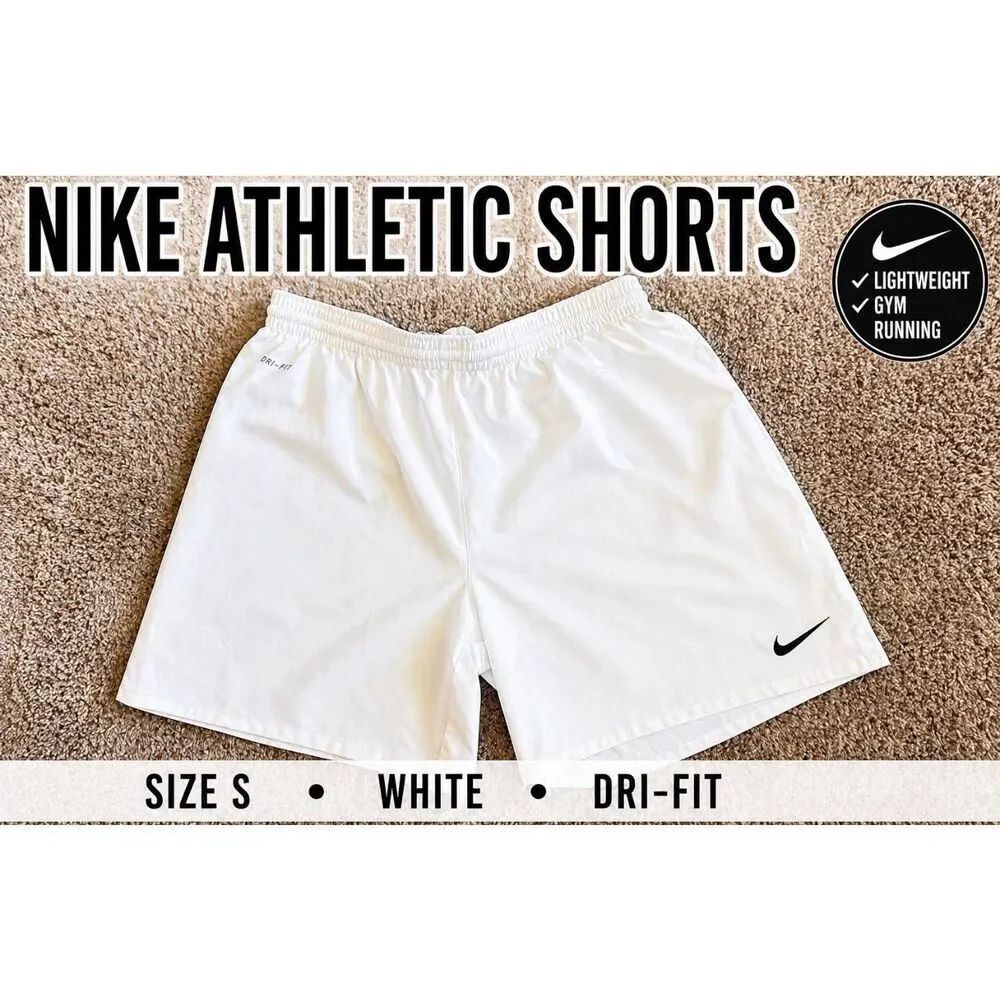 Nike Dri-Fit Athletic Shorts Size Small White Running Gym Lightweight
